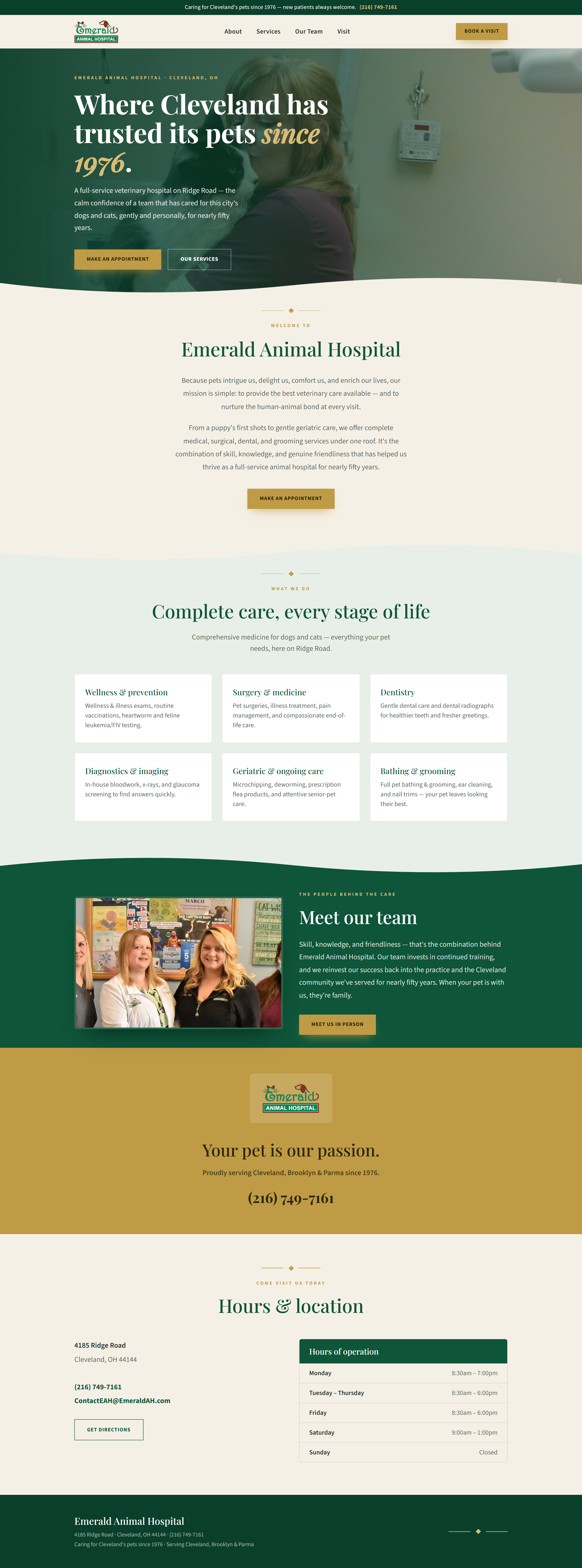 Emerald Animal Hospital redesign